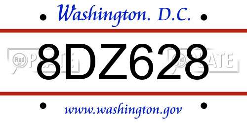 8DZ628 District Of Columbia License Plate