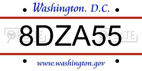 8DZA55 District Of Columbia License Plate
