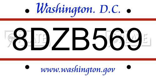 8DZB569 District Of Columbia License Plate