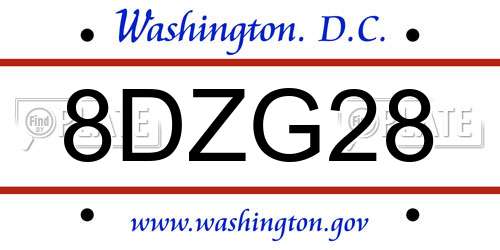 8DZG28 District Of Columbia License Plate