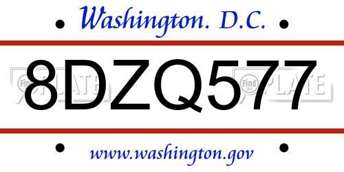 8DZQ577 District Of Columbia License Plate