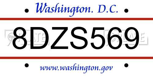 8DZS569 District Of Columbia License Plate