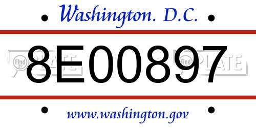8E00897 District Of Columbia License Plate