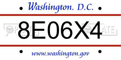 8E06X4 District Of Columbia License Plate