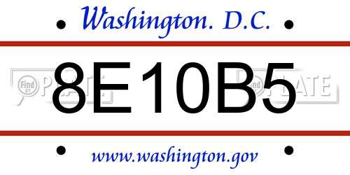 8E10B5 District Of Columbia License Plate