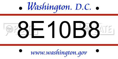 8E10B8 District Of Columbia License Plate