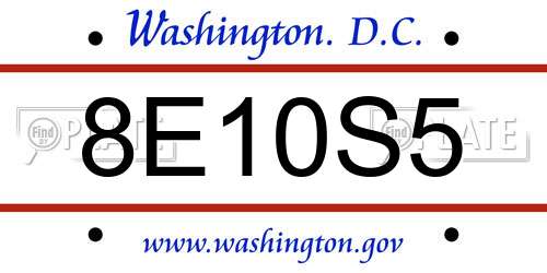 8E10S5 District Of Columbia License Plate