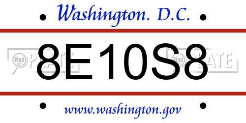 8E10S8 District Of Columbia License Plate