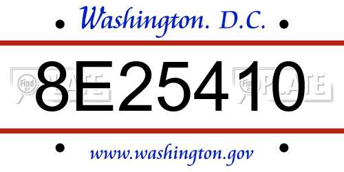 8E25410 District Of Columbia License Plate