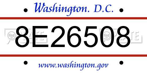 8E26508 District Of Columbia License Plate