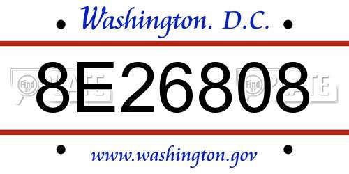 8E26808 District Of Columbia License Plate