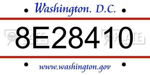 8E28410 District Of Columbia License Plate