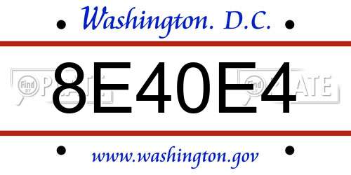 8E40E4 District Of Columbia License Plate
