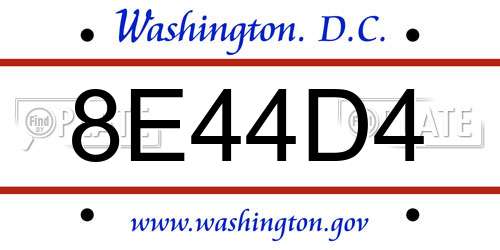 8E44D4 District Of Columbia License Plate