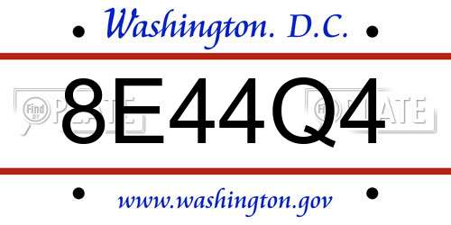 8E44Q4 District Of Columbia License Plate