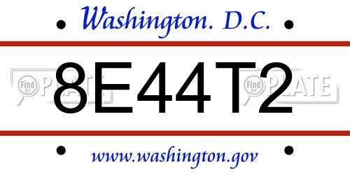 8E44T2 District Of Columbia License Plate