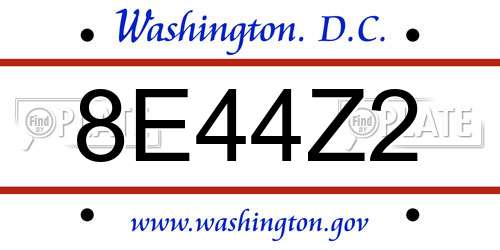 8E44Z2 District Of Columbia License Plate