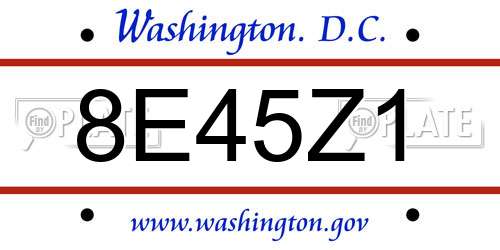 8E45Z1 District Of Columbia License Plate