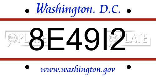 8E49I2 District Of Columbia License Plate