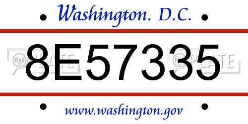 8E57335 District Of Columbia License Plate