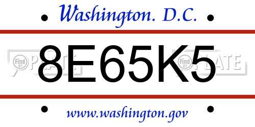 8E65K5 District Of Columbia License Plate