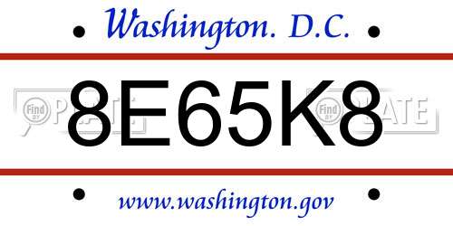 8E65K8 District Of Columbia License Plate