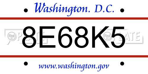 8E68K5 District Of Columbia License Plate