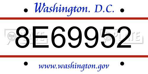 8E69952 District Of Columbia License Plate