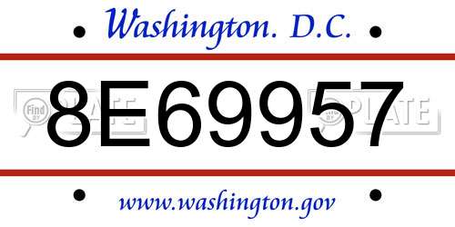 8E69957 District Of Columbia License Plate