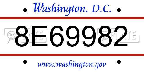 8E69982 District Of Columbia License Plate