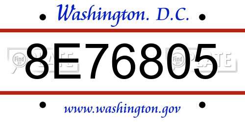 8E76805 District Of Columbia License Plate