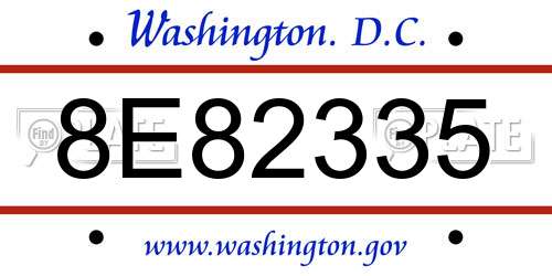 8E82335 District Of Columbia License Plate