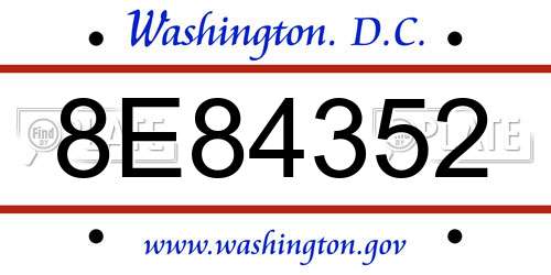8E84352 District Of Columbia License Plate