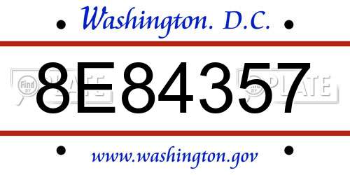 8E84357 District Of Columbia License Plate