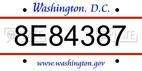 8E84387 District Of Columbia License Plate