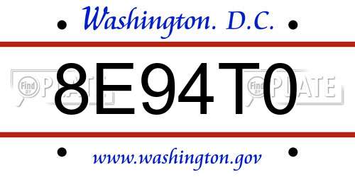 8E94T0 District Of Columbia License Plate
