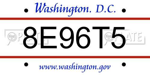 8E96T5 District Of Columbia License Plate