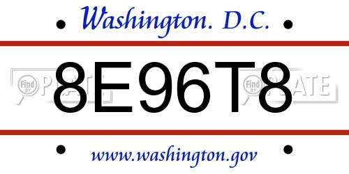 8E96T8 District Of Columbia License Plate