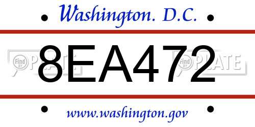8EA472 District Of Columbia License Plate