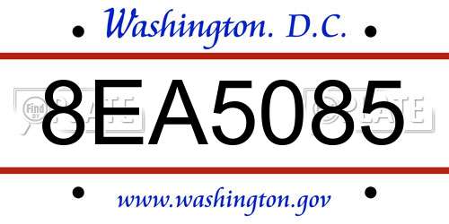 8EA5085 District Of Columbia License Plate