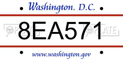 8EA571 District Of Columbia License Plate
