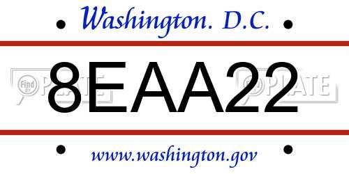 8EAA22 District Of Columbia License Plate