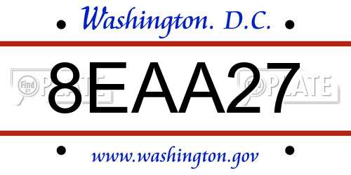 8EAA27 District Of Columbia License Plate