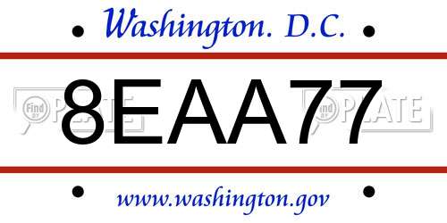 8EAA77 District Of Columbia License Plate