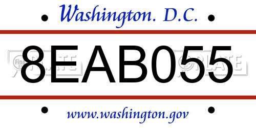 8EAB055 District Of Columbia License Plate