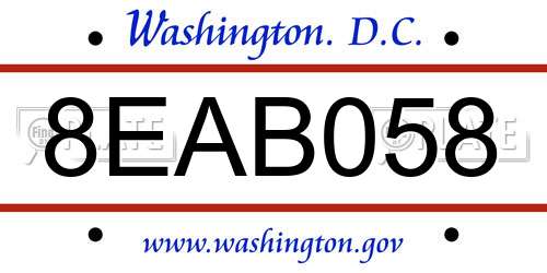 8EAB058 District Of Columbia License Plate