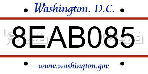 8EAB085 District Of Columbia License Plate