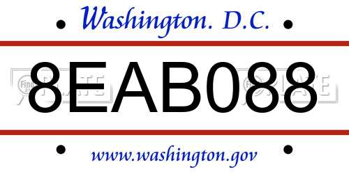 8EAB088 District Of Columbia License Plate