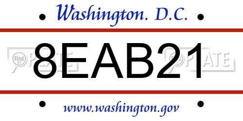 8EAB21 District Of Columbia License Plate