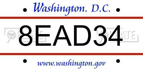 8EAD34 District Of Columbia License Plate